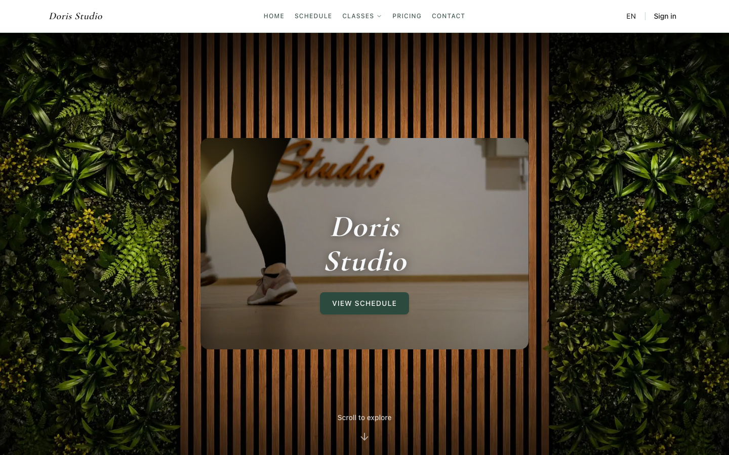 Doris Studio, landing page built on the studio platform