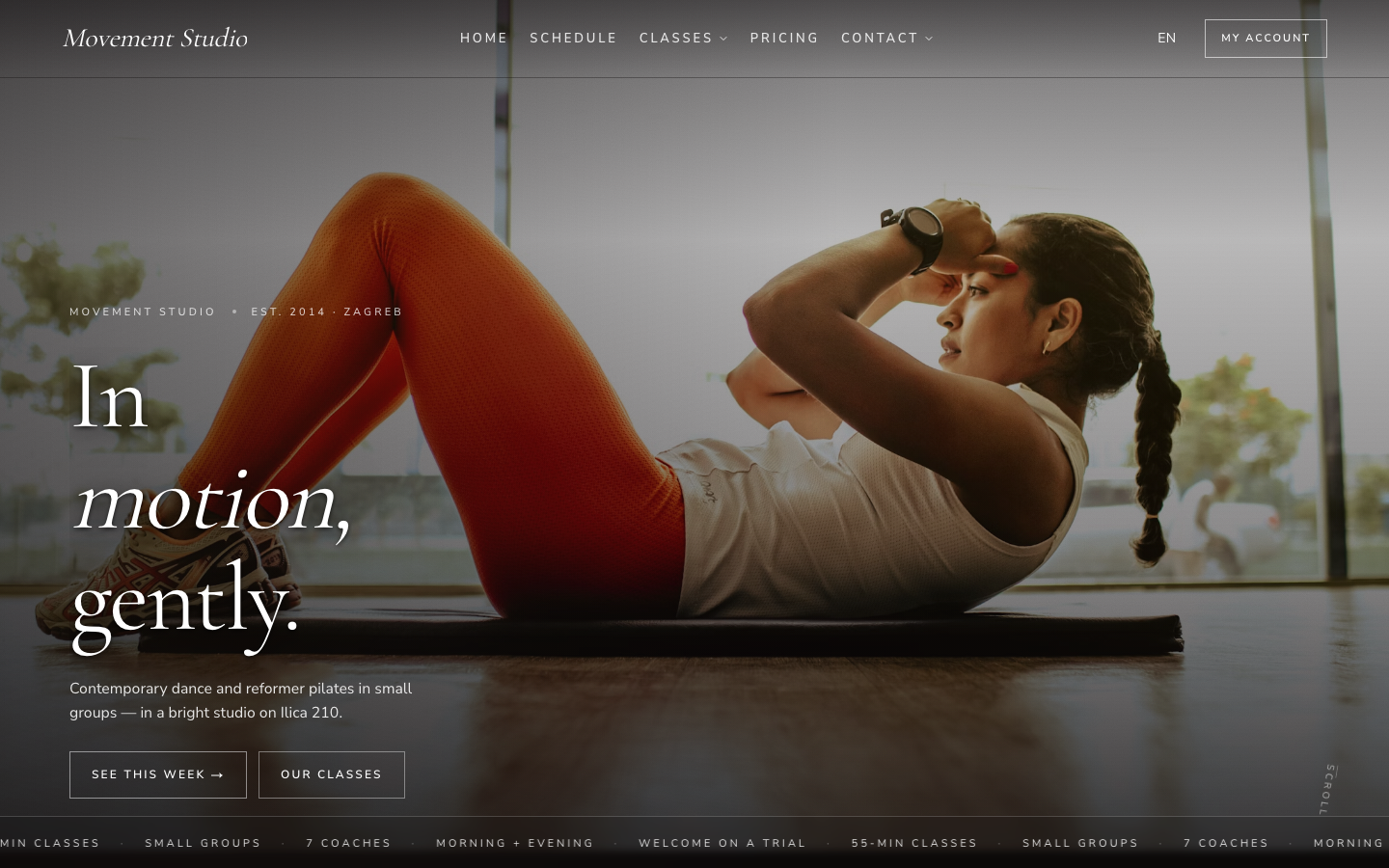 The Movement Studio site on desktop