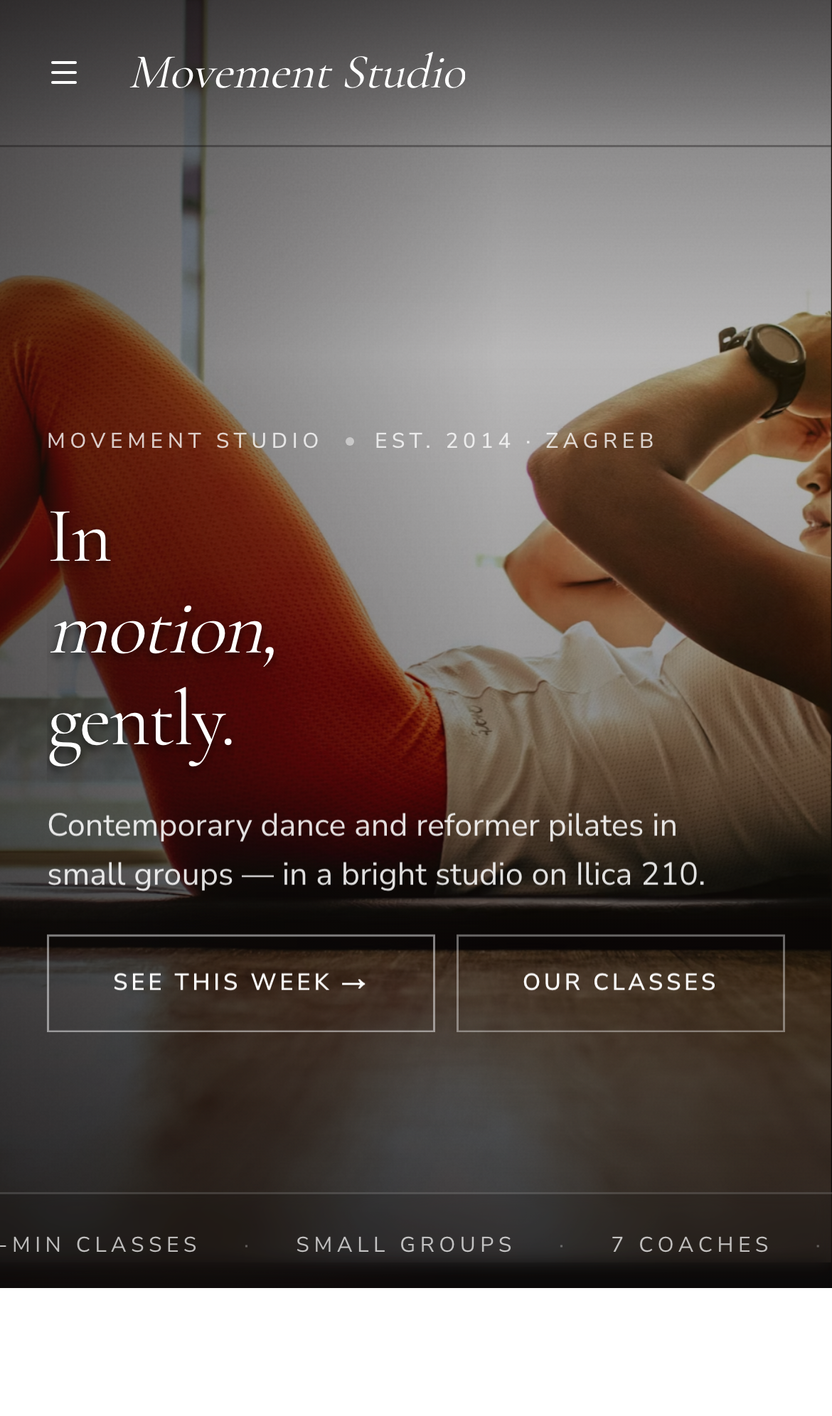 The studio site on a phone