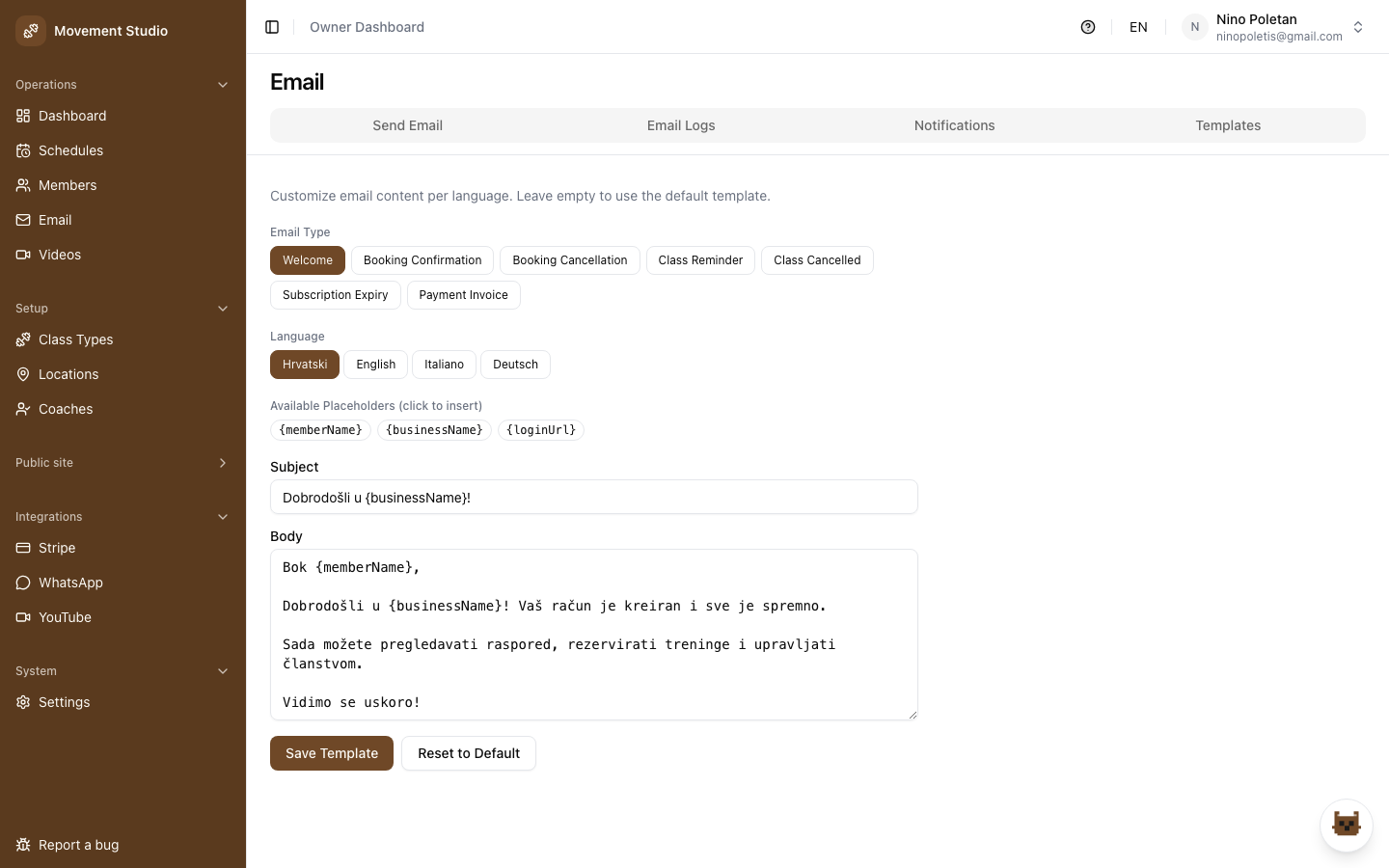 Automated email templates and bulk composer