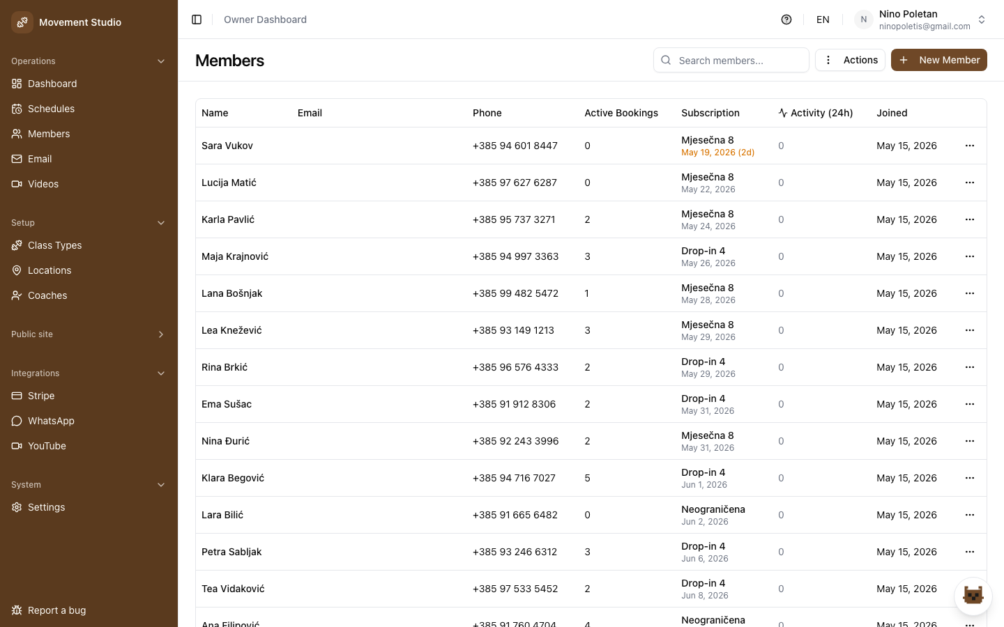 Member directory and subscription management
